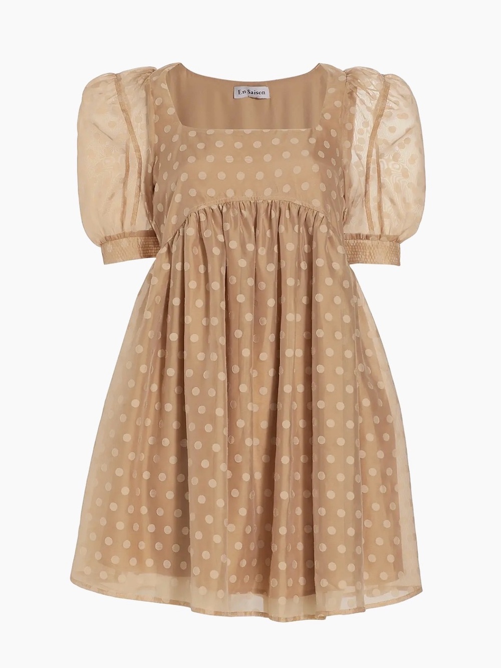 En Saison Cream Polka Dot Scoop Neck Dress